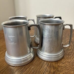 Play Boy Vintage Aluminum Beer Mugs Set Of 4